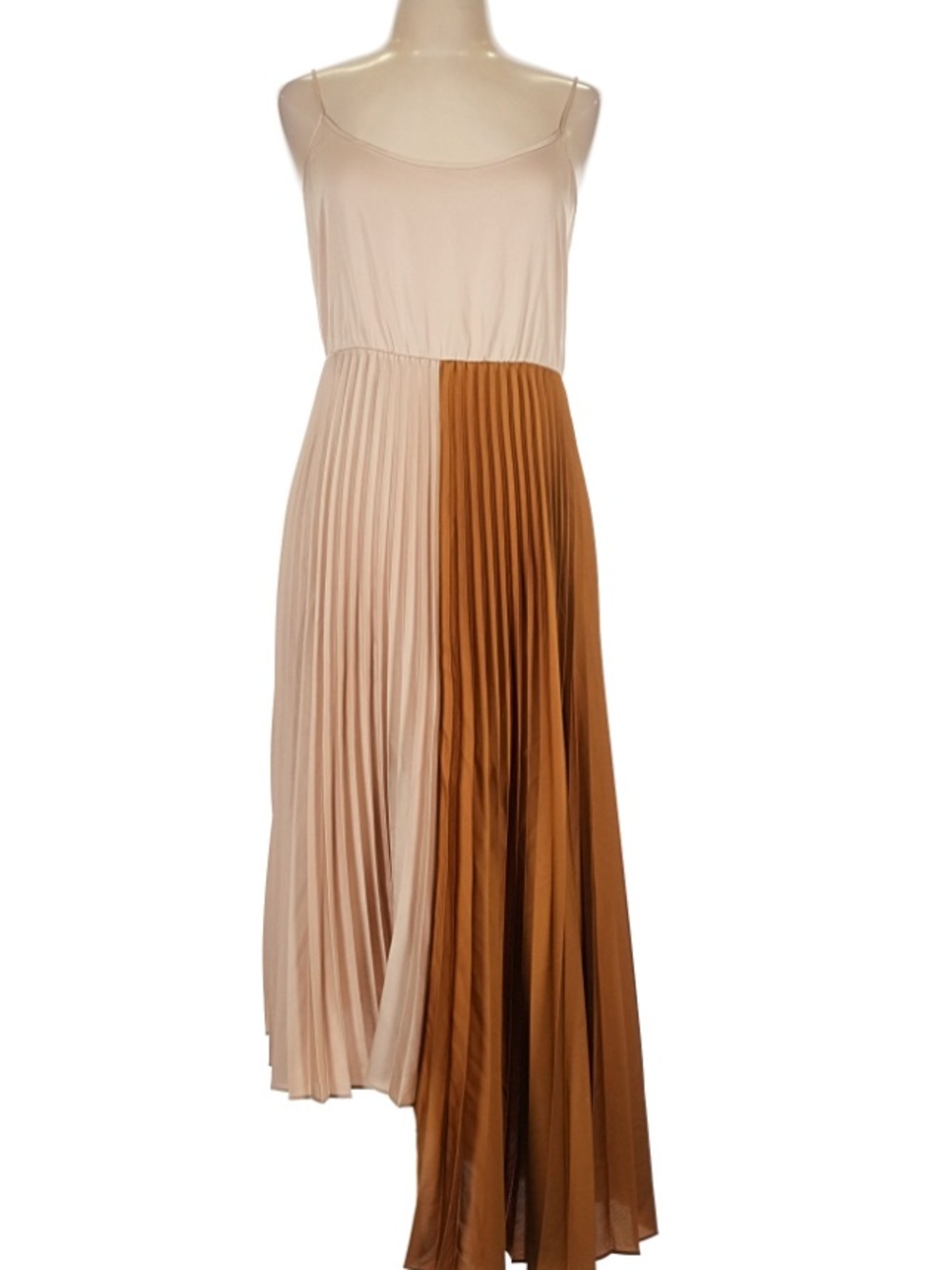 AllSaints Two-Tone Pleated Midi Dress